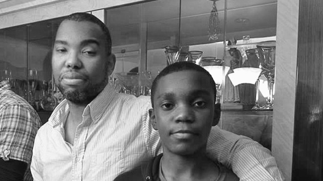 Coates with his son Samori.